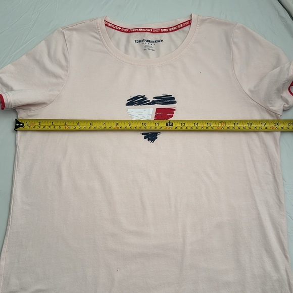 Tommy Hilfiger light pink red and blue heart graphic short sleeve t-shirt - Picture 6 of 9